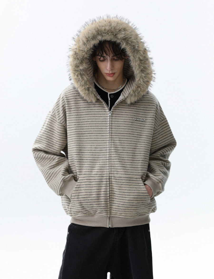 Fur Collar Zipper Jacket - Dekayed