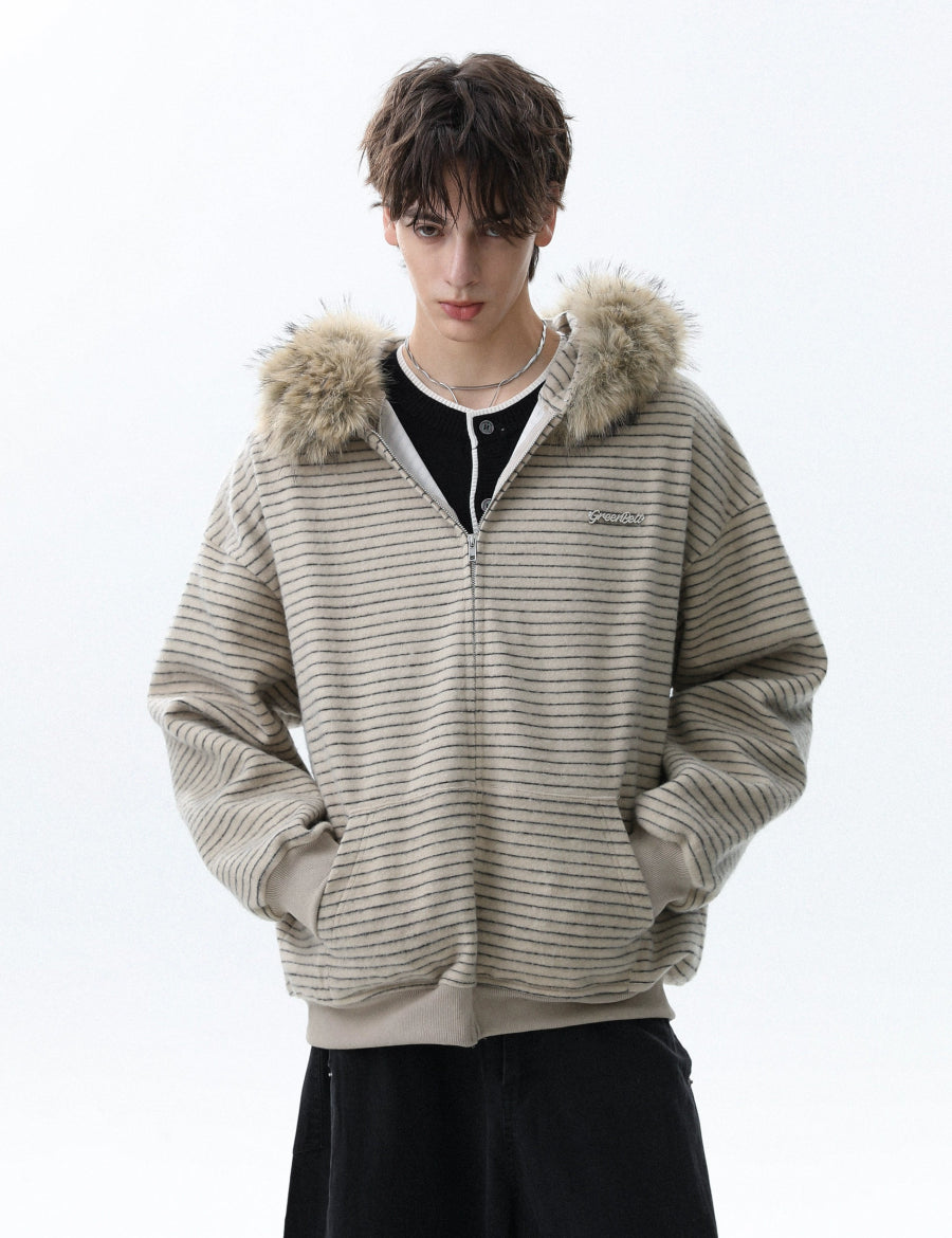 Fur Collar Zipper Jacket - Dekayed