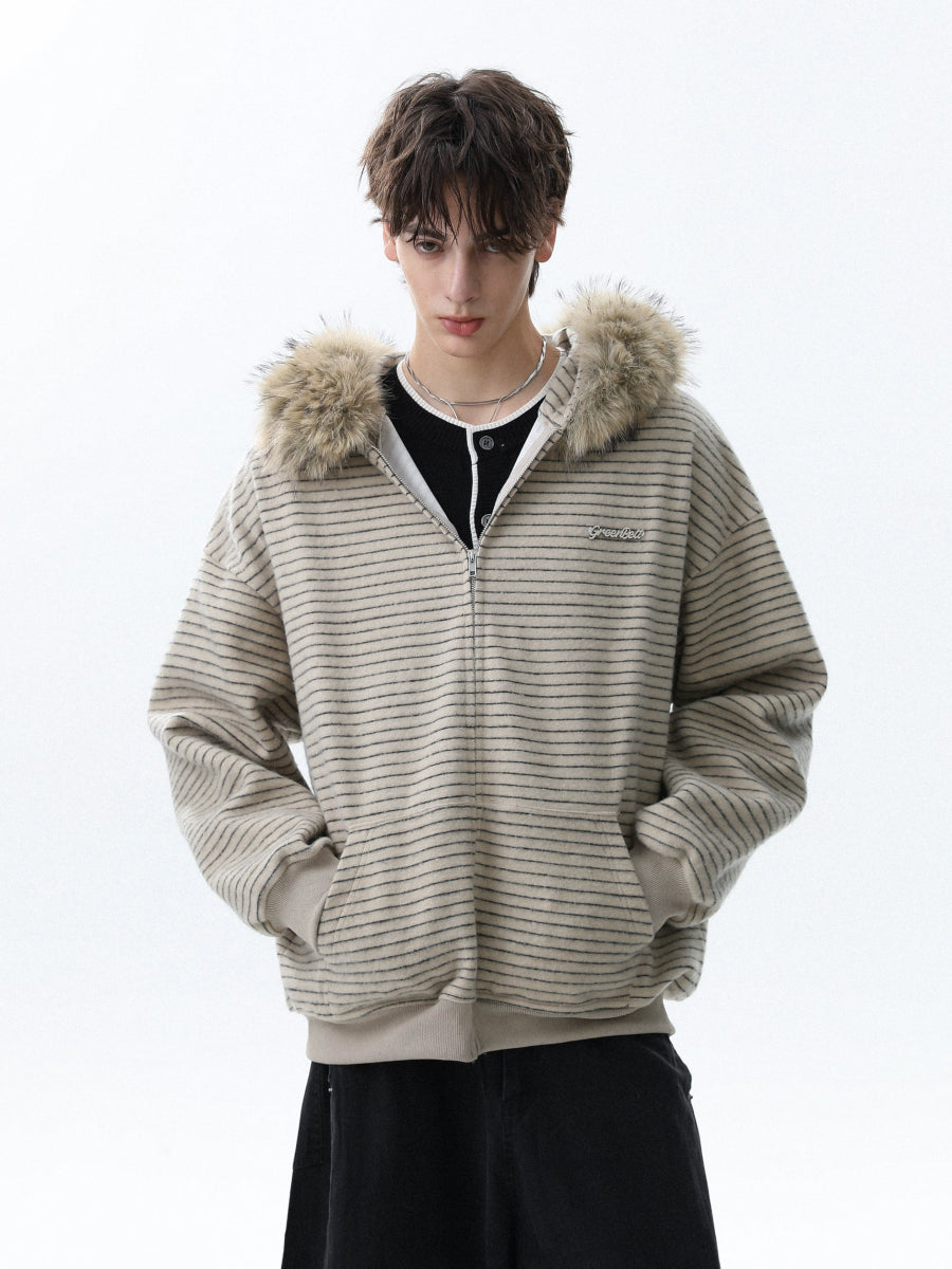 Fur Collar Zipper Jacket - Dekayed