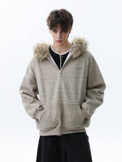 Fur Collar Zipper Jacket - Dekayed