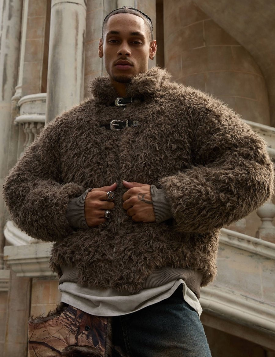 "Gemini" Metal leather Faux Fur Jacket - Dekayed