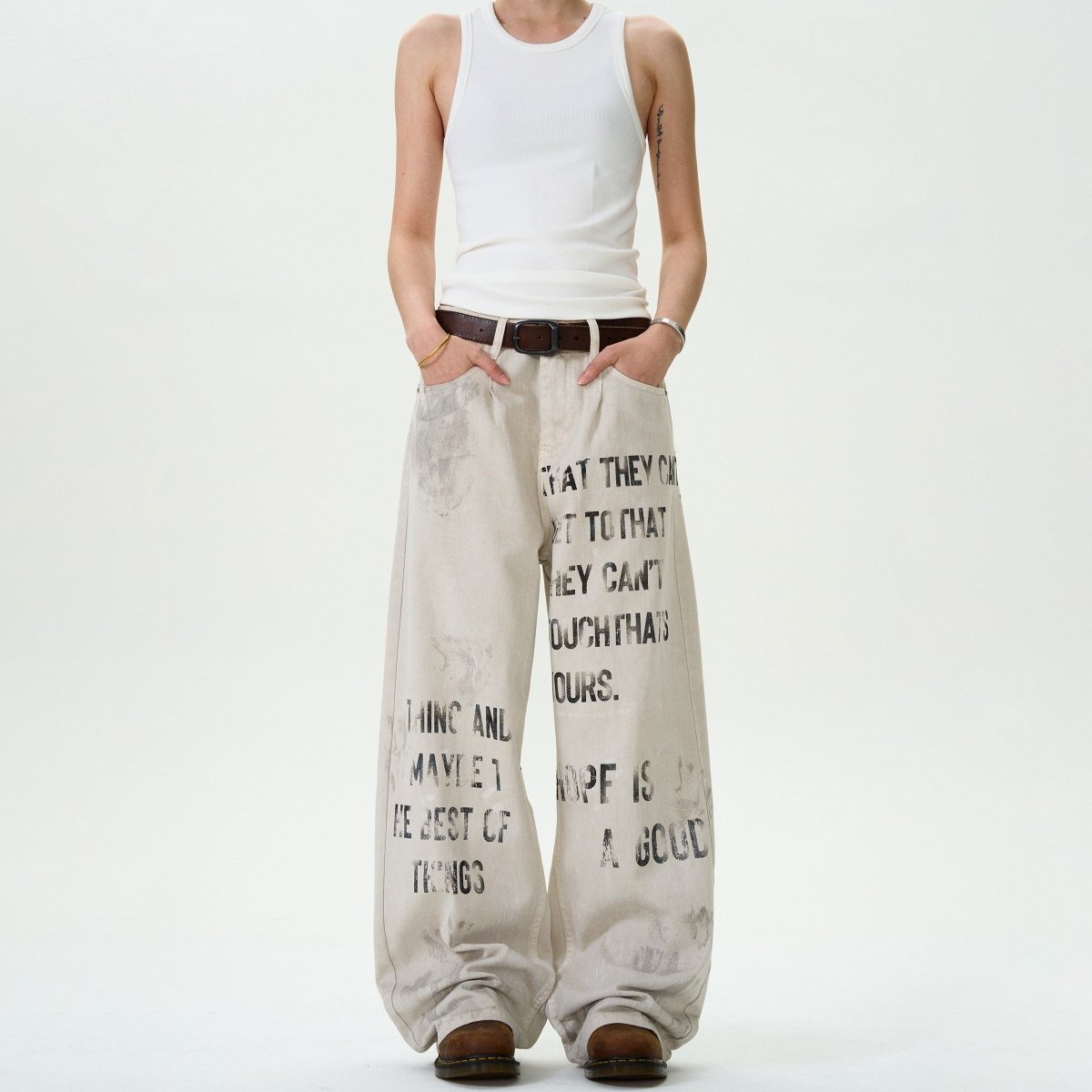 Graffiti Design Straight Jeans - Dekayed