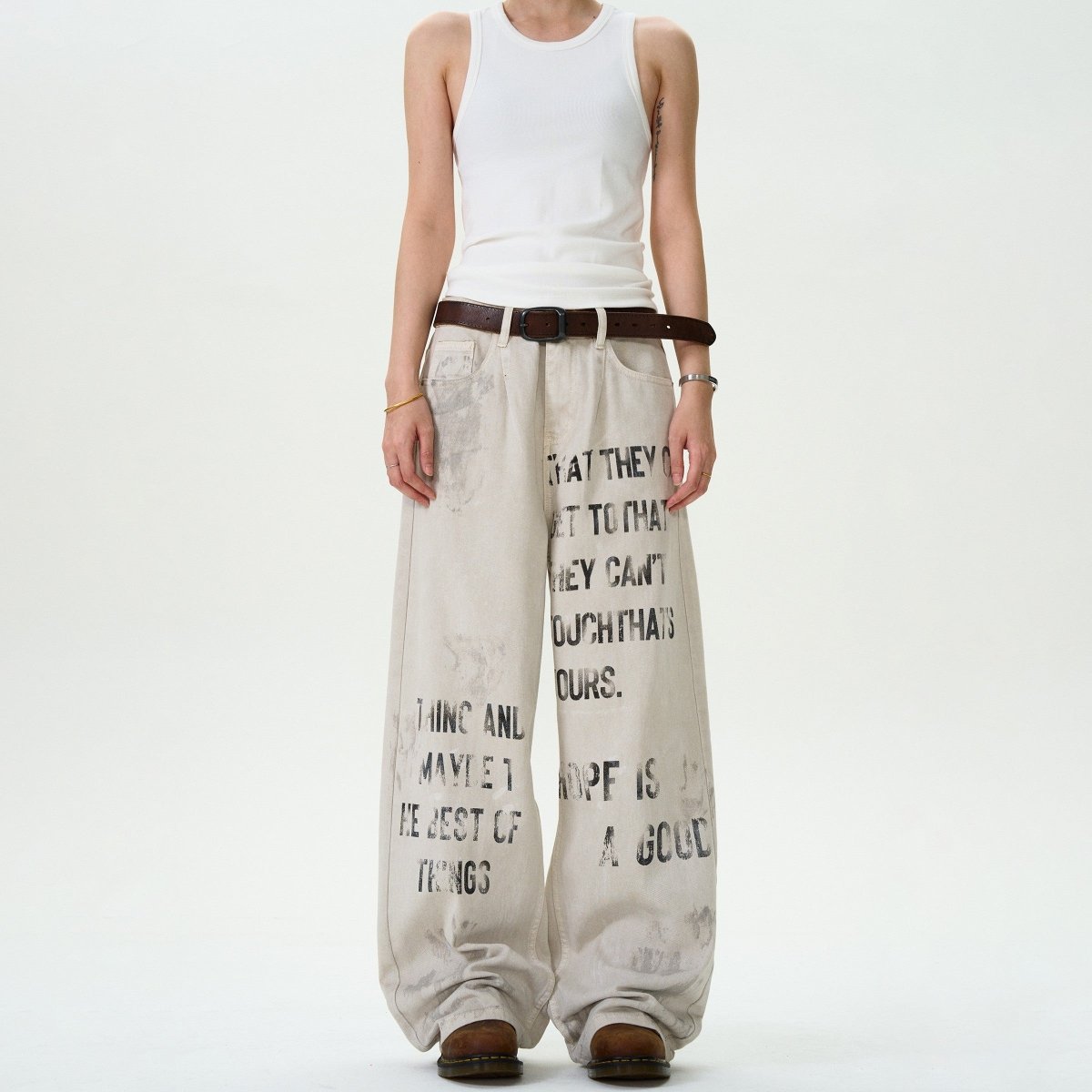 Graffiti Design Straight Jeans - Dekayed