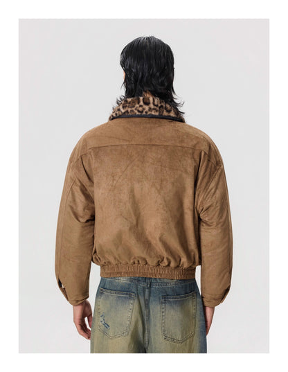 Heavy Detachable Leopard Print Collar Jacket - Dekayed