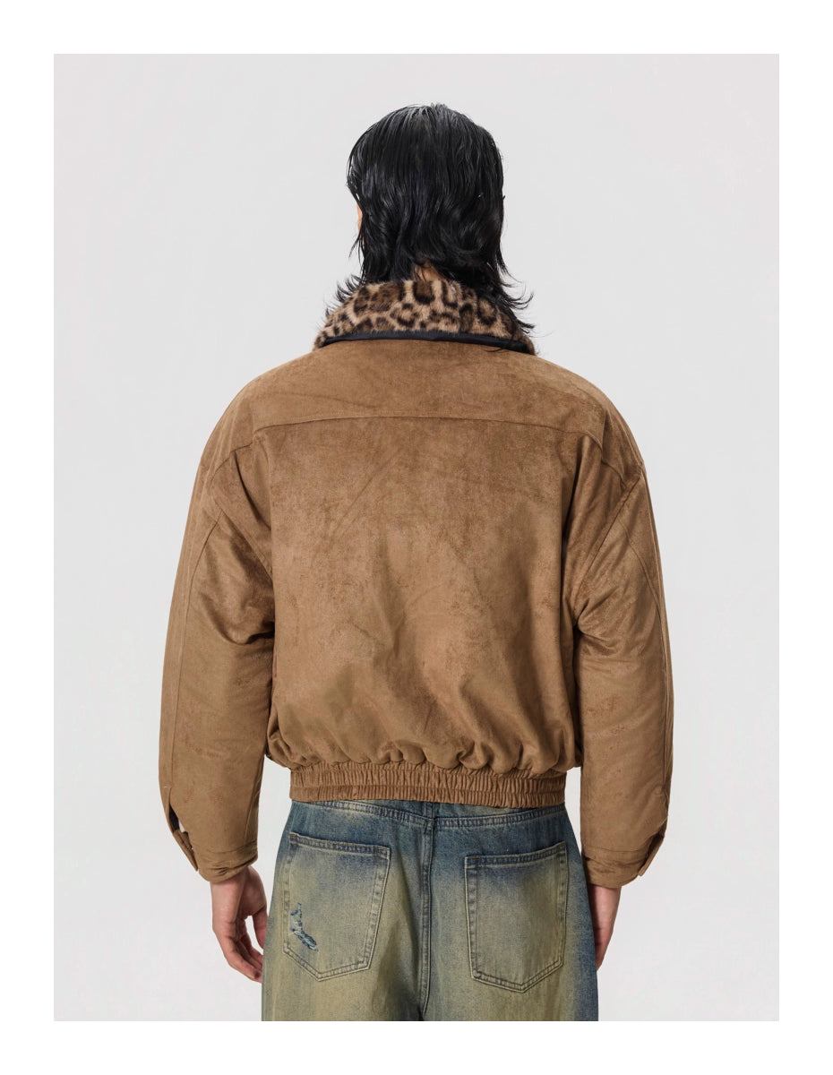 Heavy Detachable Leopard Print Collar Jacket - Dekayed