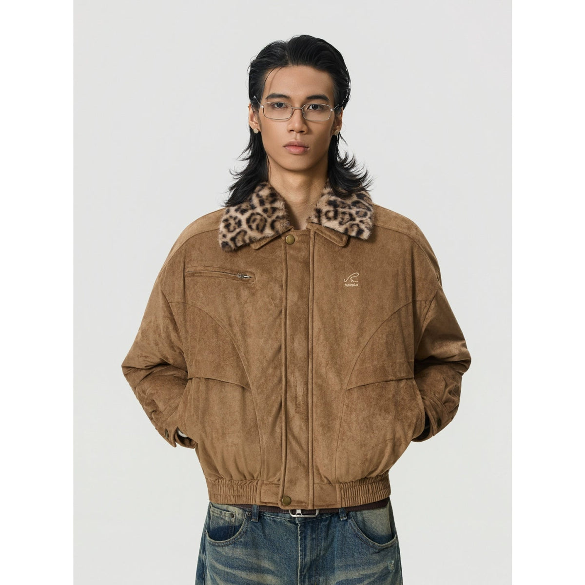 Heavy Detachable Leopard Print Collar Jacket - Dekayed