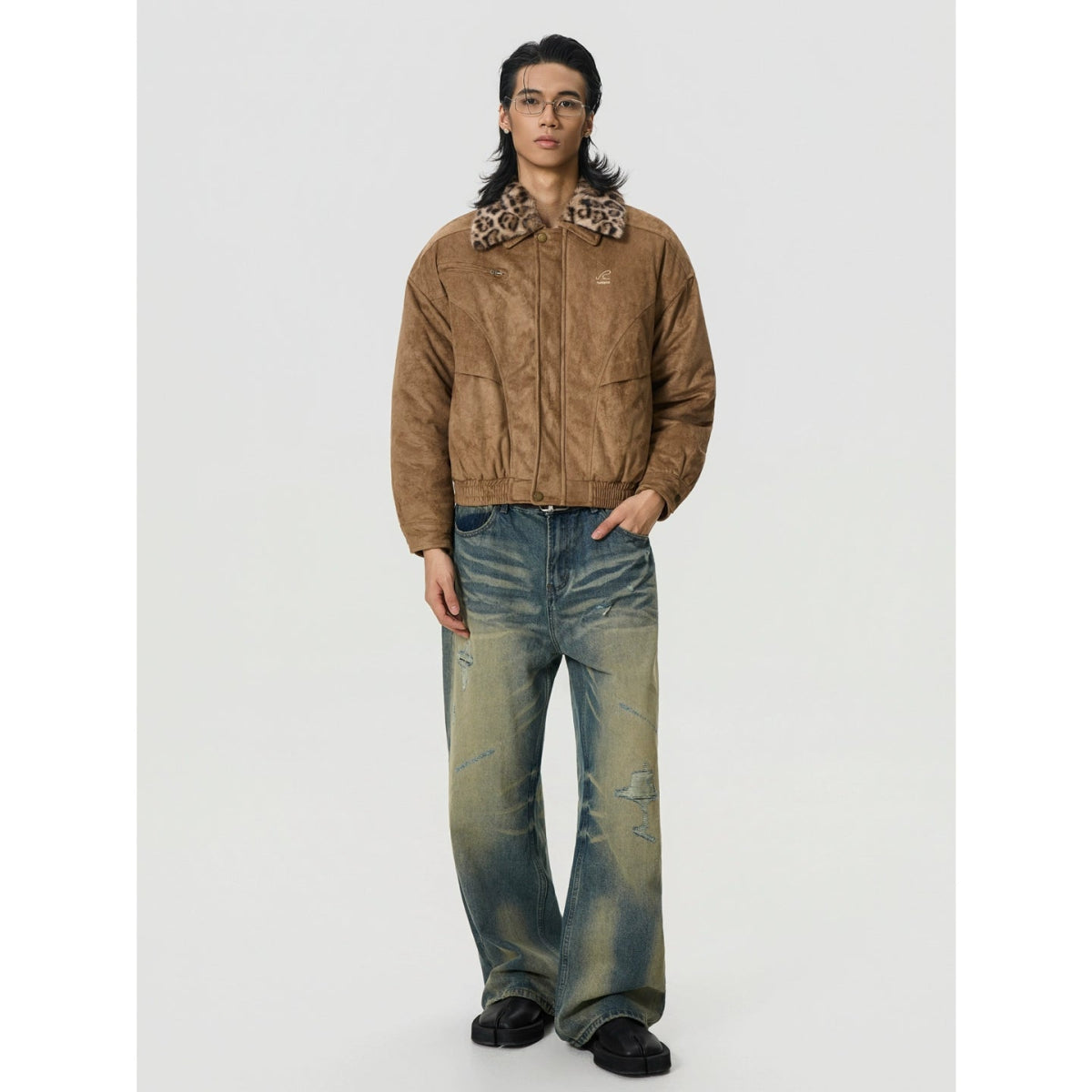 Heavy Detachable Leopard Print Collar Jacket - Dekayed