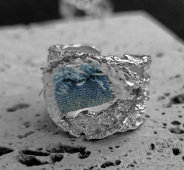 ILLuSoRy Melted 925 Sterling Denim Ring - Dekayed