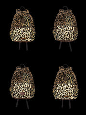 Leopard PrinT Backpack showing four images.