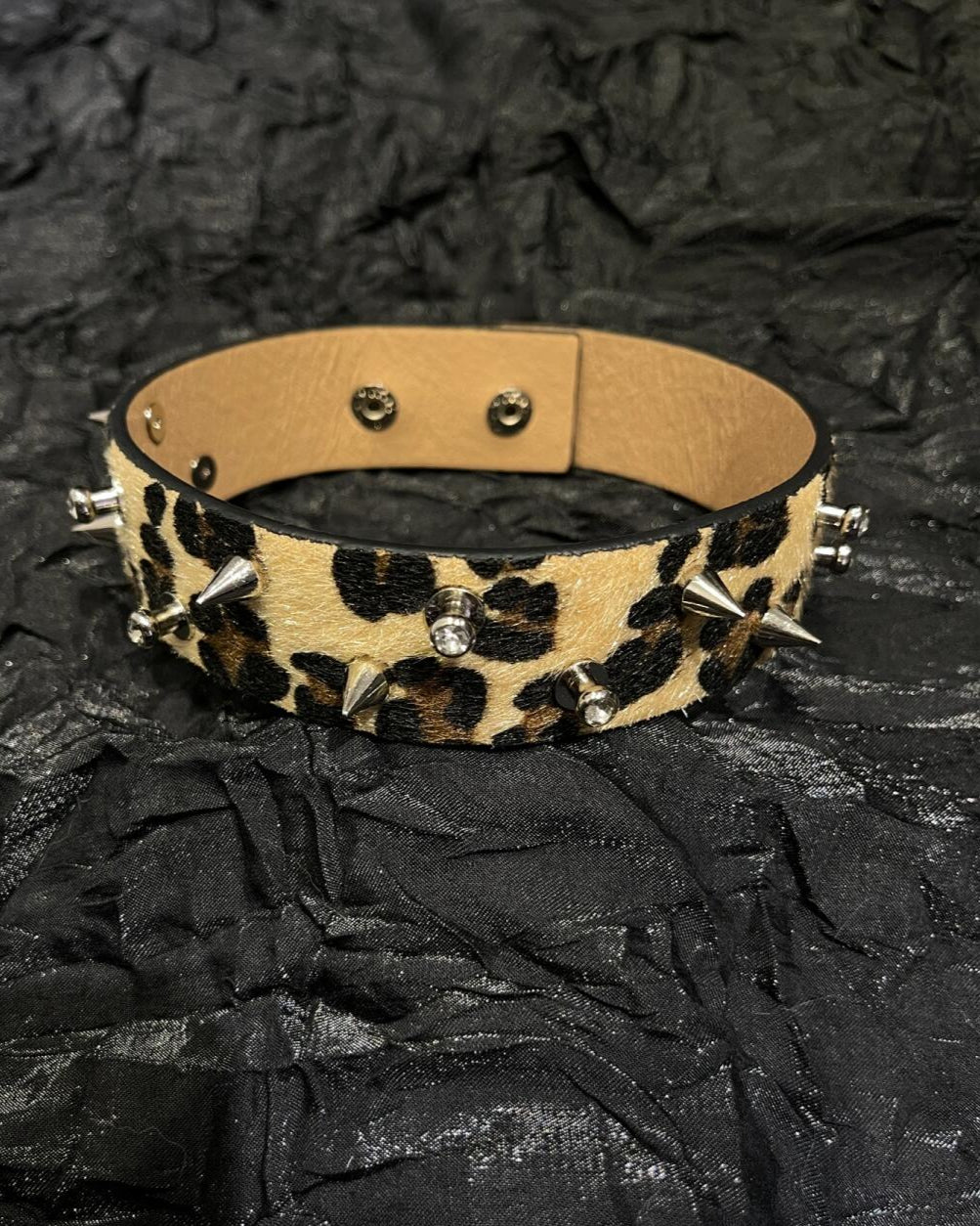Leopard Print Diamond Nail Bracelet/Choker