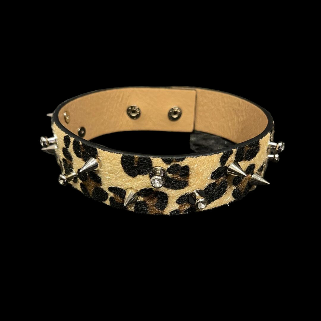 Leopard Print Diamond Nail Bracelet/Choker