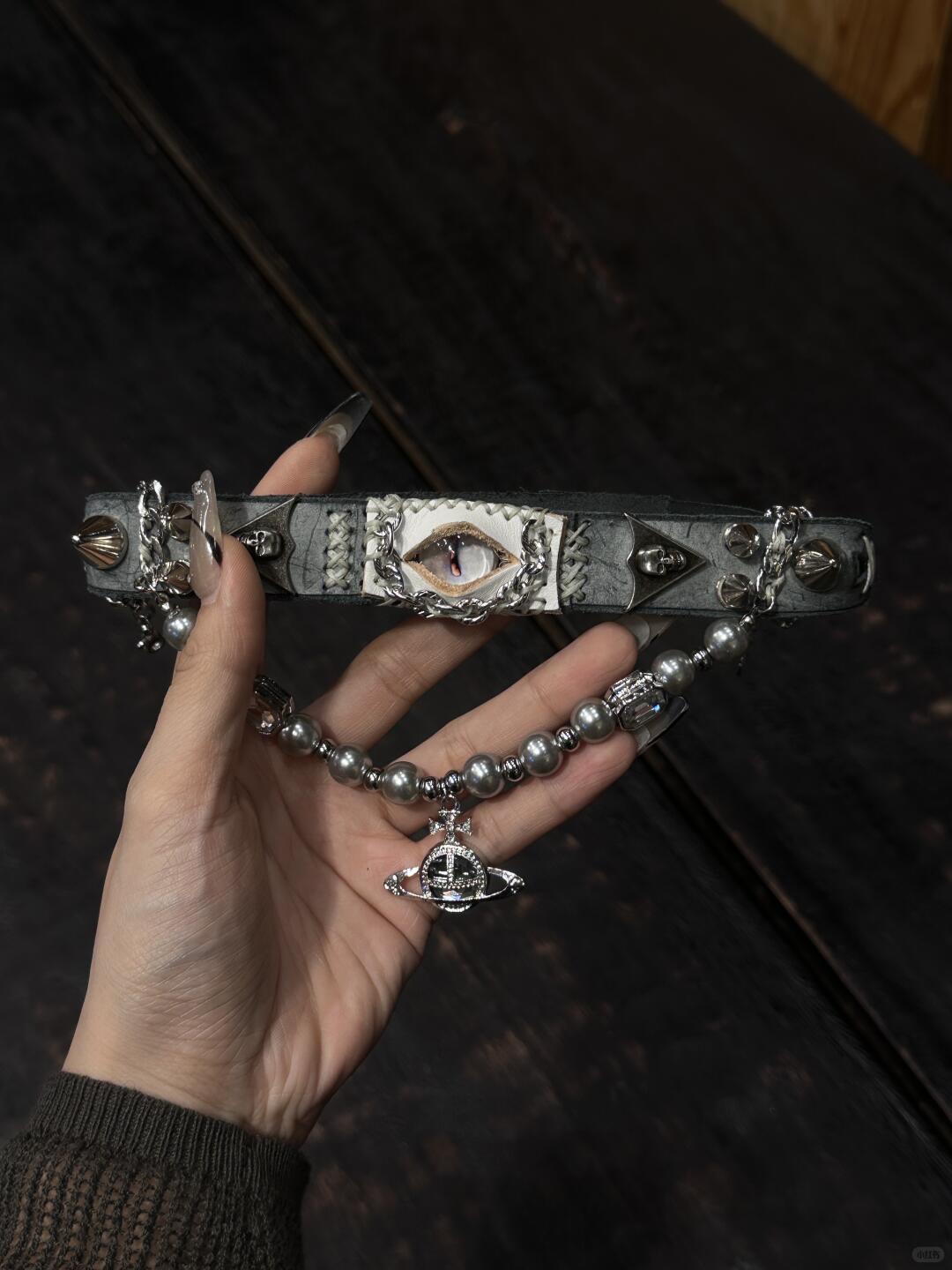 White Saturn Bracelet/Choker