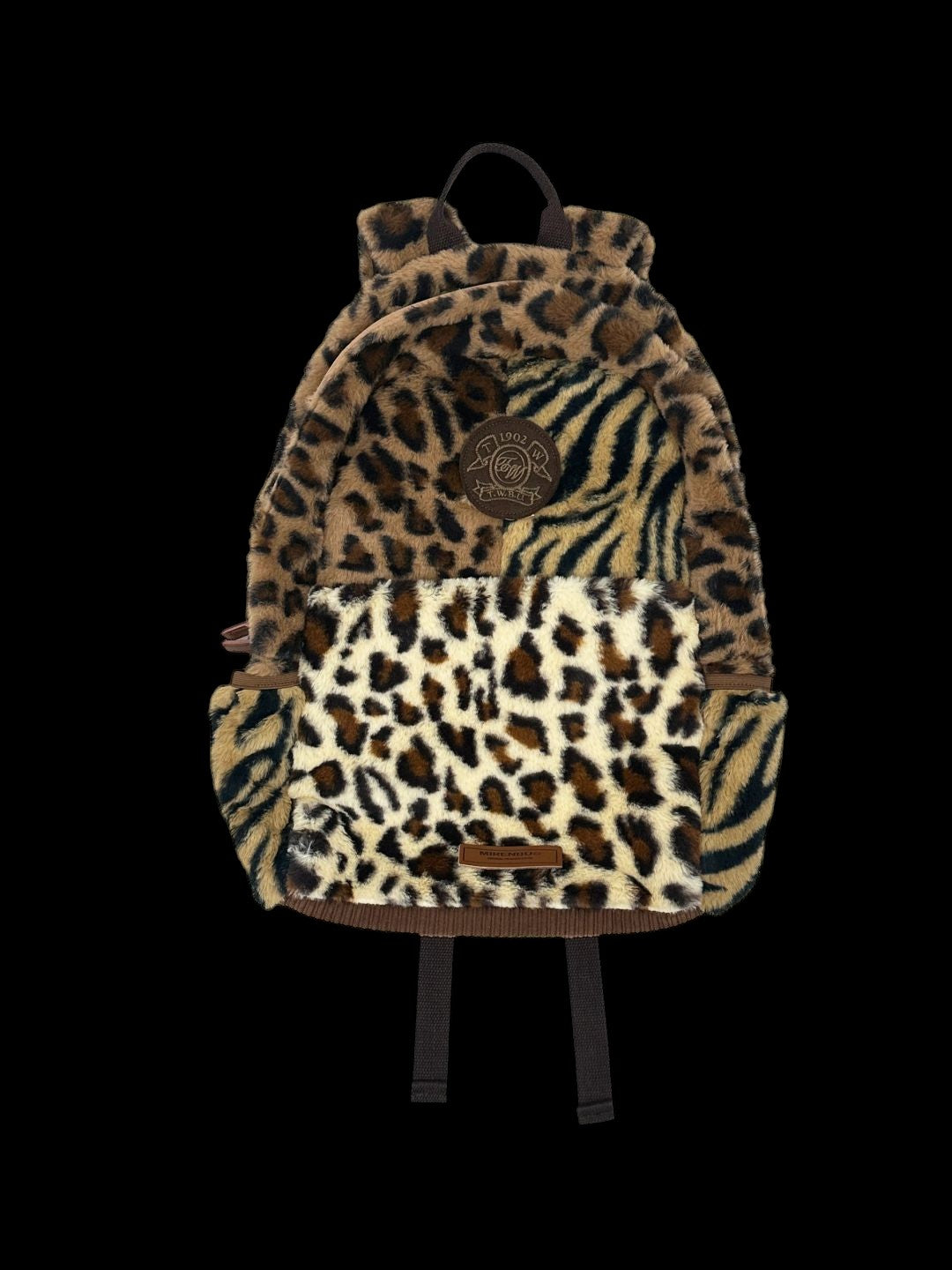 Leopard Print Plush Backpack.