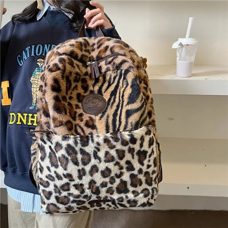 Limited Multi Leopard Print Plush Bag