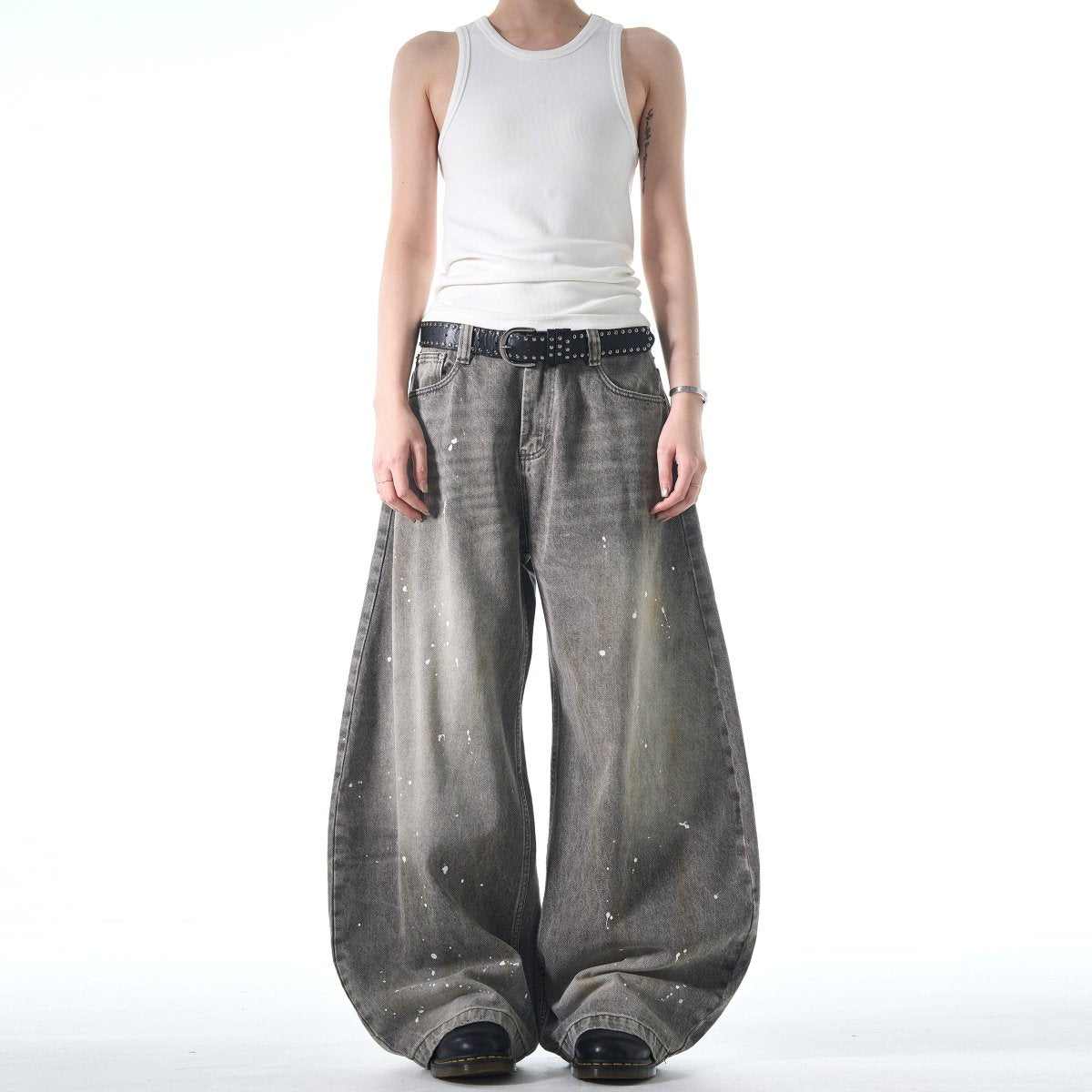 Ink Washed Scimitar Baggy Jeans - Dekayed