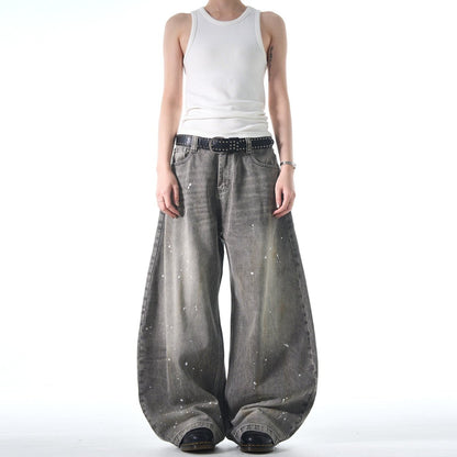Ink Washed Scimitar Baggy Jeans - Dekayed