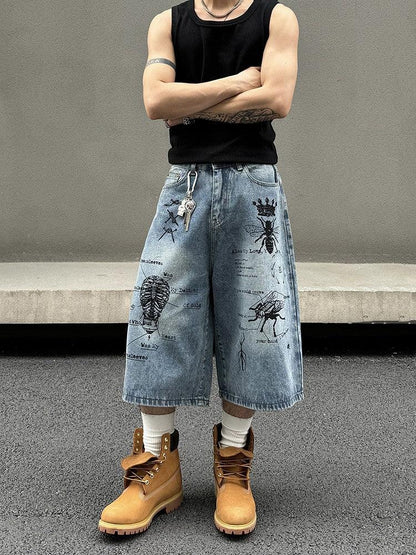 Insect Graffiti Denim Jorts BLAEXIT - Dekayed