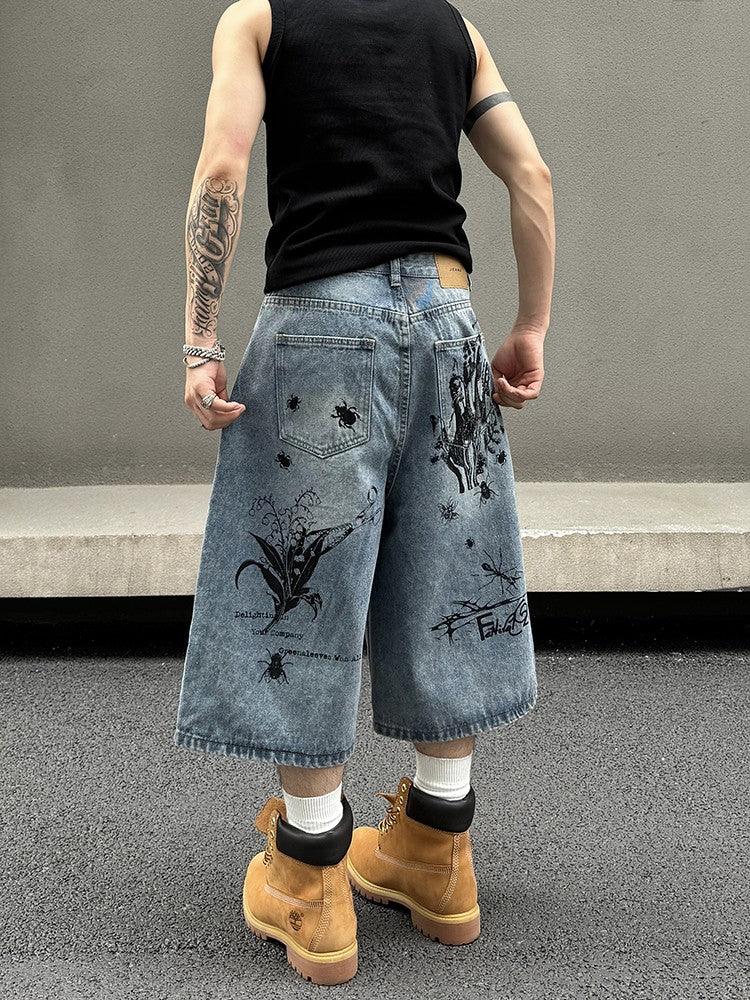 Insect Graffiti Denim Jorts BLAEXIT - Dekayed