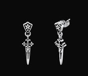 Iris Cross Sword Stud Earrings - Dekayed