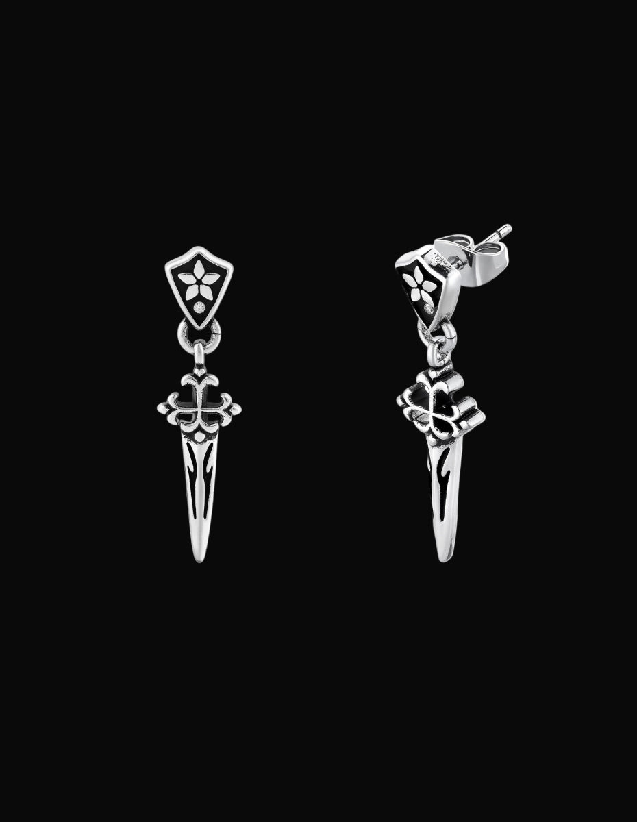 Iris Cross Sword Stud Earrings - Dekayed