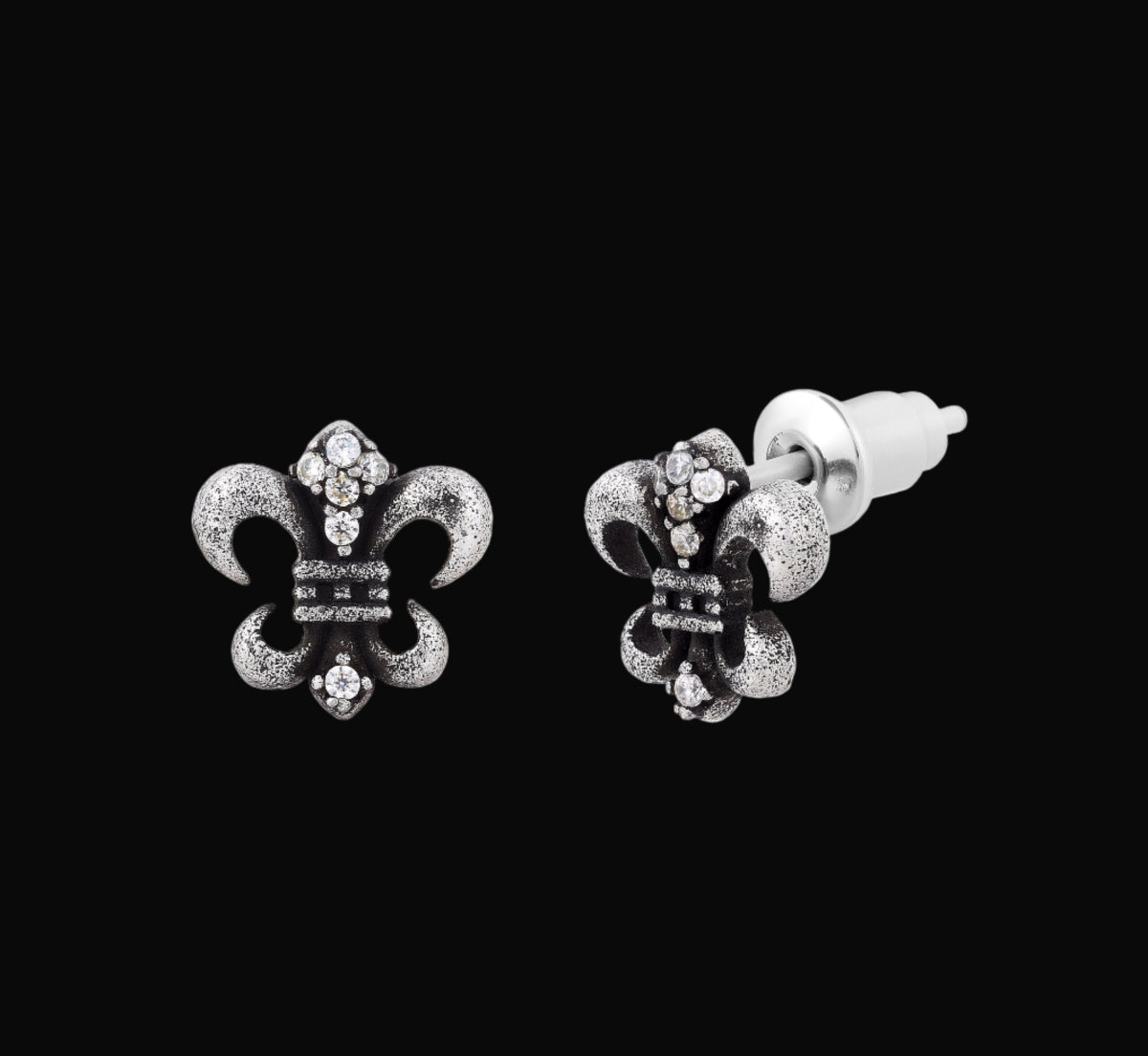 Iris Flower Vintage Distressed Moissanite Stud Earrings - Dekayed