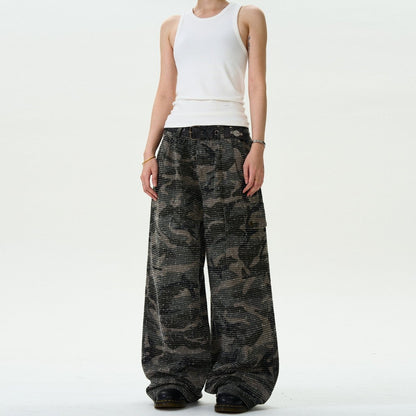 Jacquard Design Camouflage Baggy Jeans - Dekayed