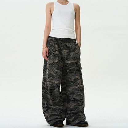 Jacquard Design Camouflage Baggy Jeans - Dekayed