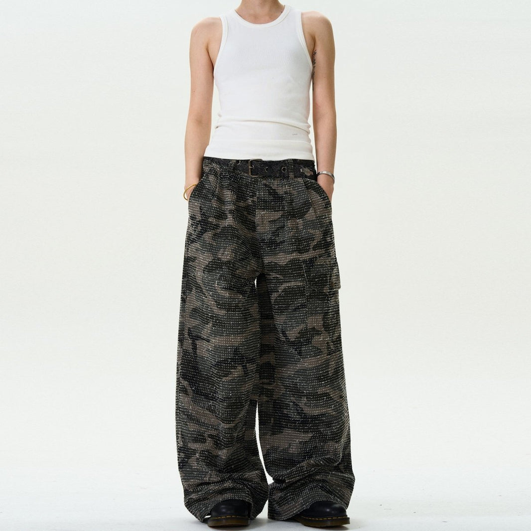 Jacquard Design Camouflage Baggy Jeans - Dekayed