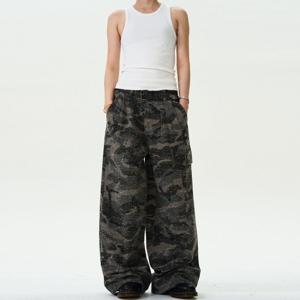 Jacquard Design Camouflage Baggy Jeans - Dekayed