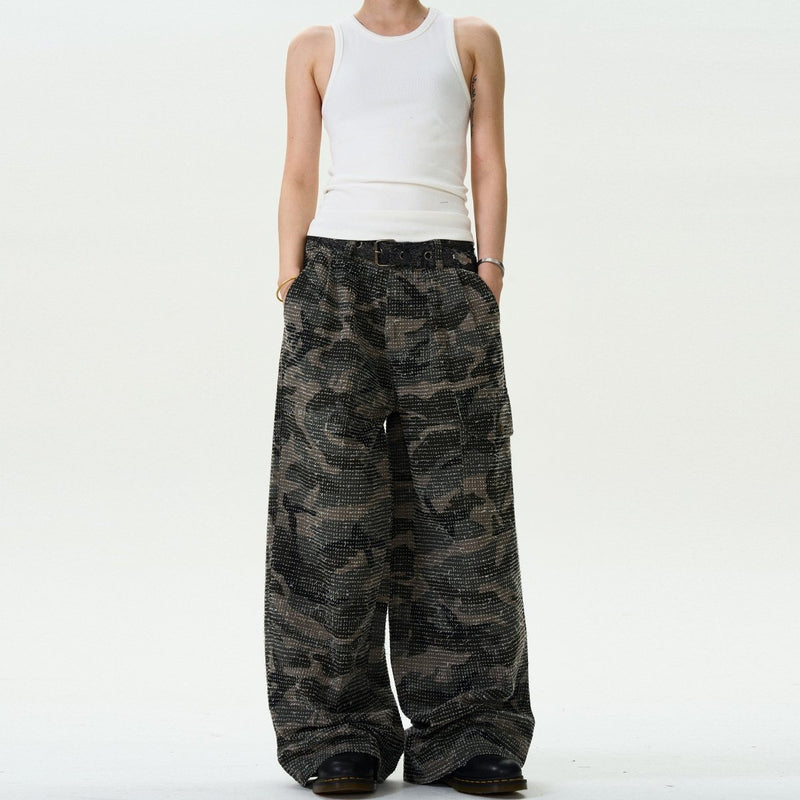 Jacquard Design Camouflage Baggy Jeans - Dekayed