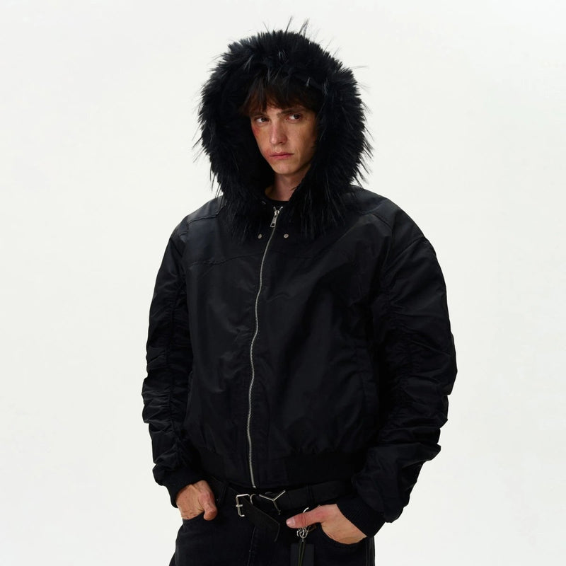 "Jet Black" Cotton Air force Designed Coat - Dekayed