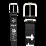 two black Leather Cross Belt at dekayed clothing.