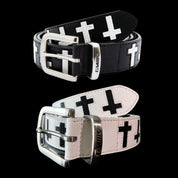 black and white Leather Cross Belt .
