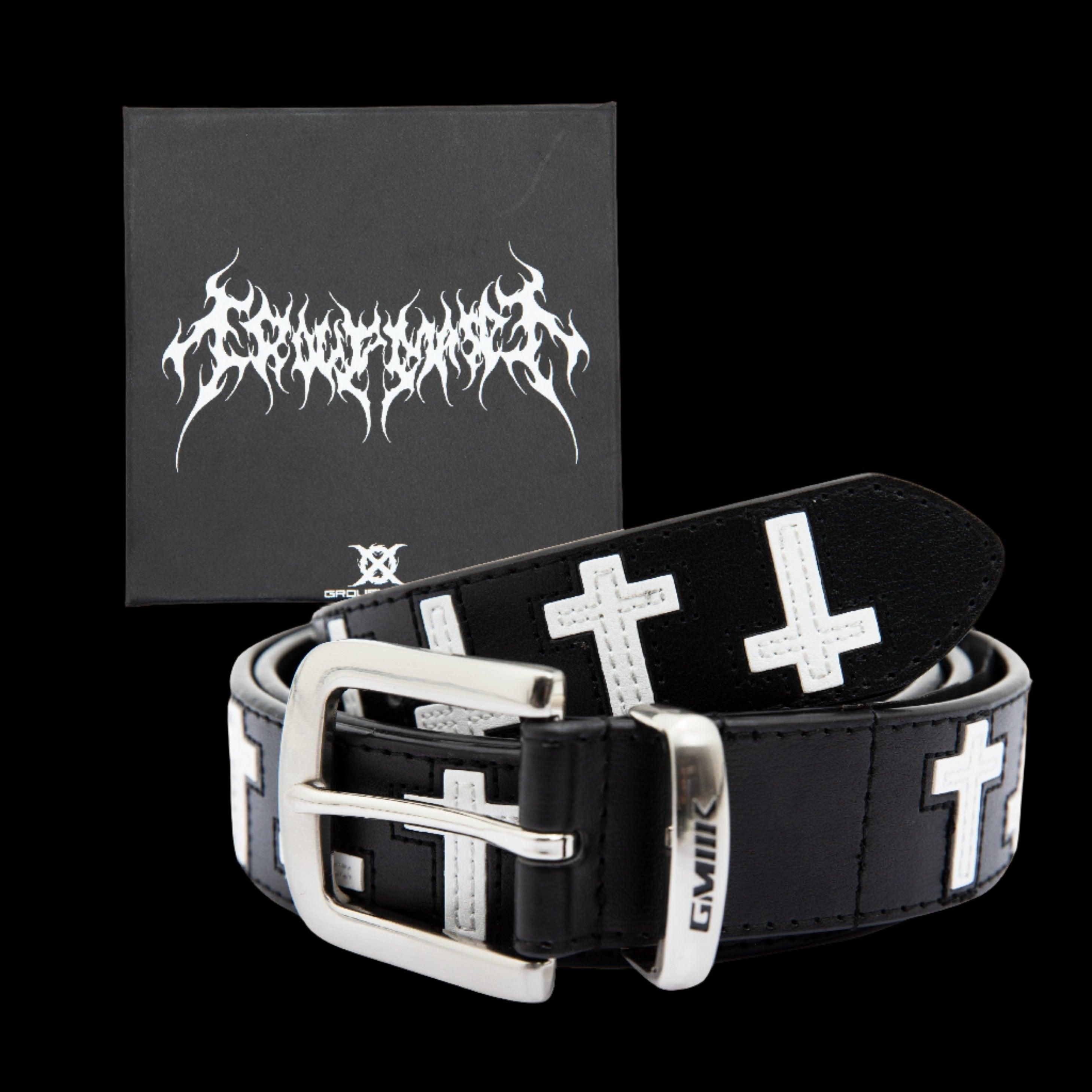 Leather Cross Belt being rolled.