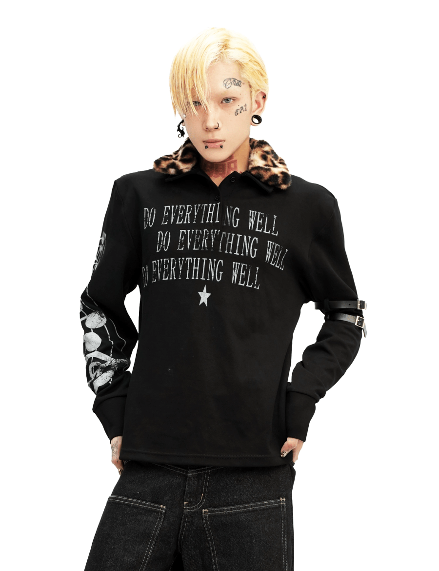 Leopard Fur Collar Long Sleeves - Dekayed