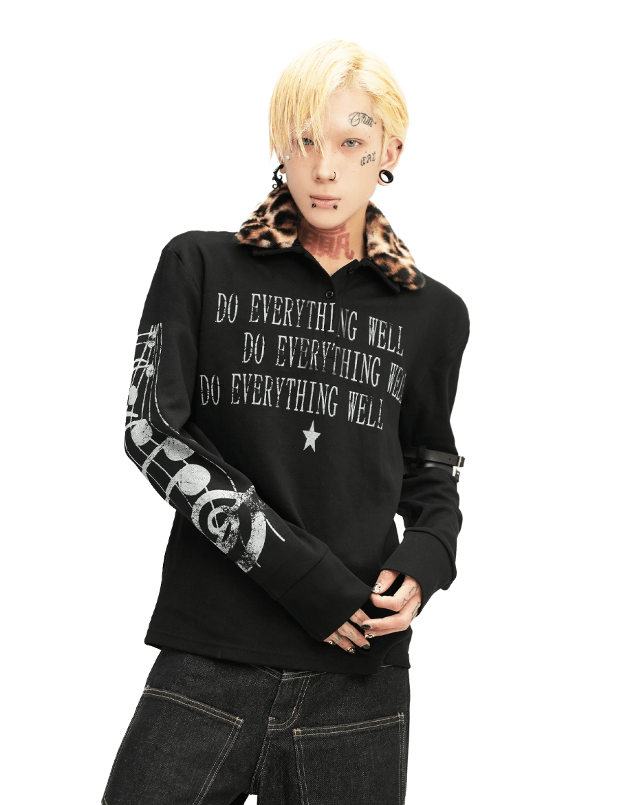 Leopard Fur Collar Long Sleeves - Dekayed