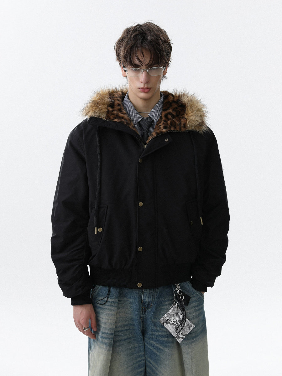 Leopard Fur Hooded Jacket - Dekayed