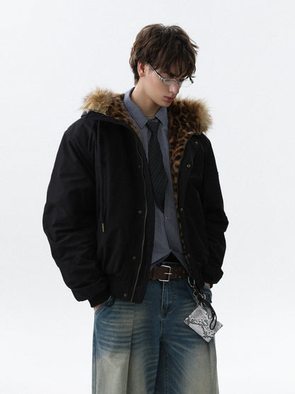 Leopard Fur Hooded Jacket - Dekayed