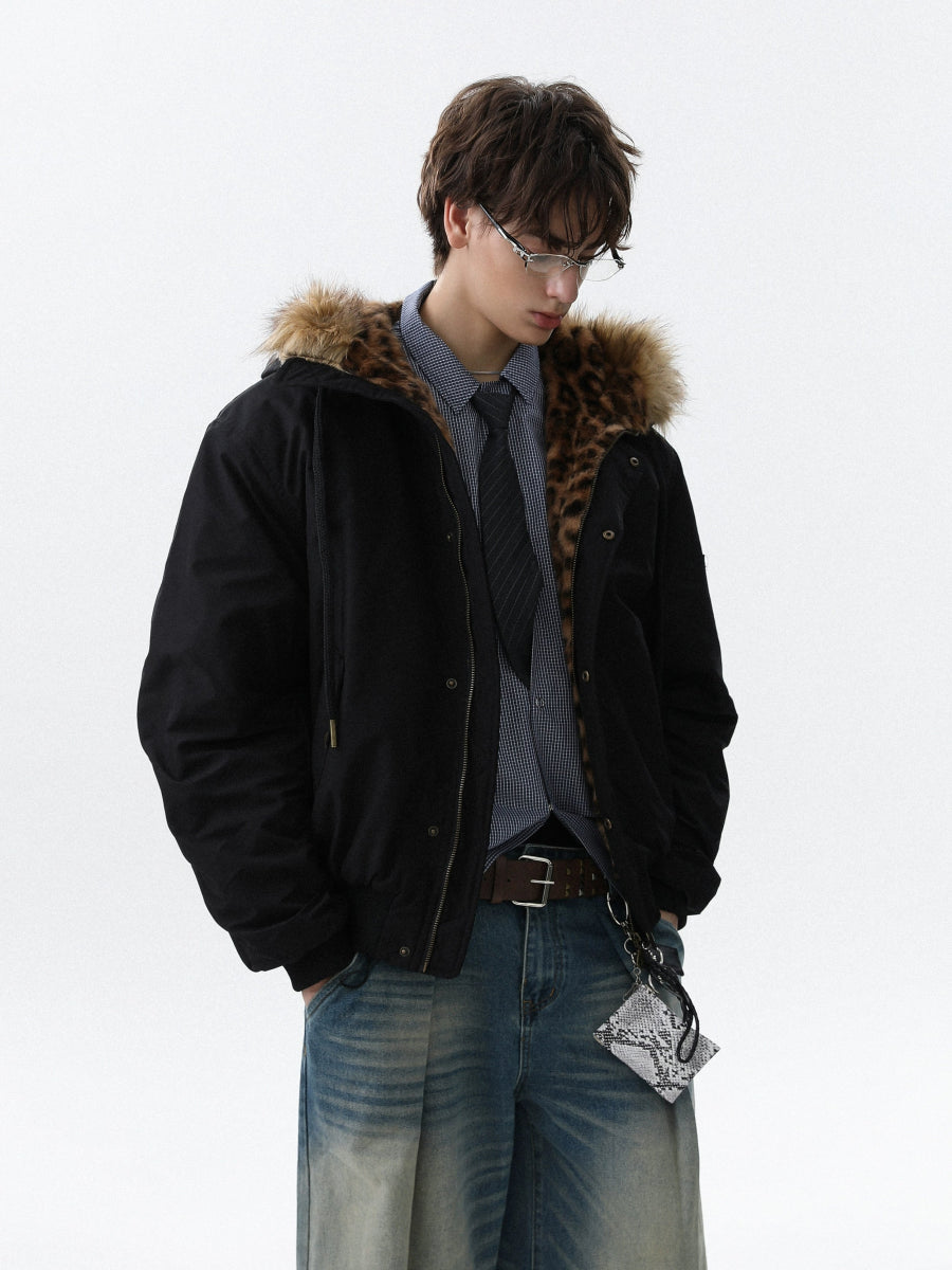 Leopard Fur Hooded Jacket - Dekayed