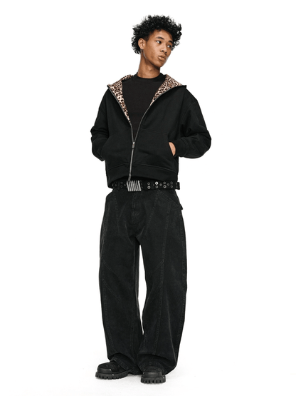 Leopard Lined Zipper Jacket - Dekayed