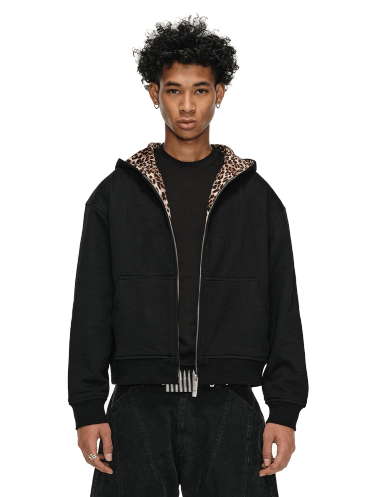 Leopard Lined Zipper Jacket - Dekayed