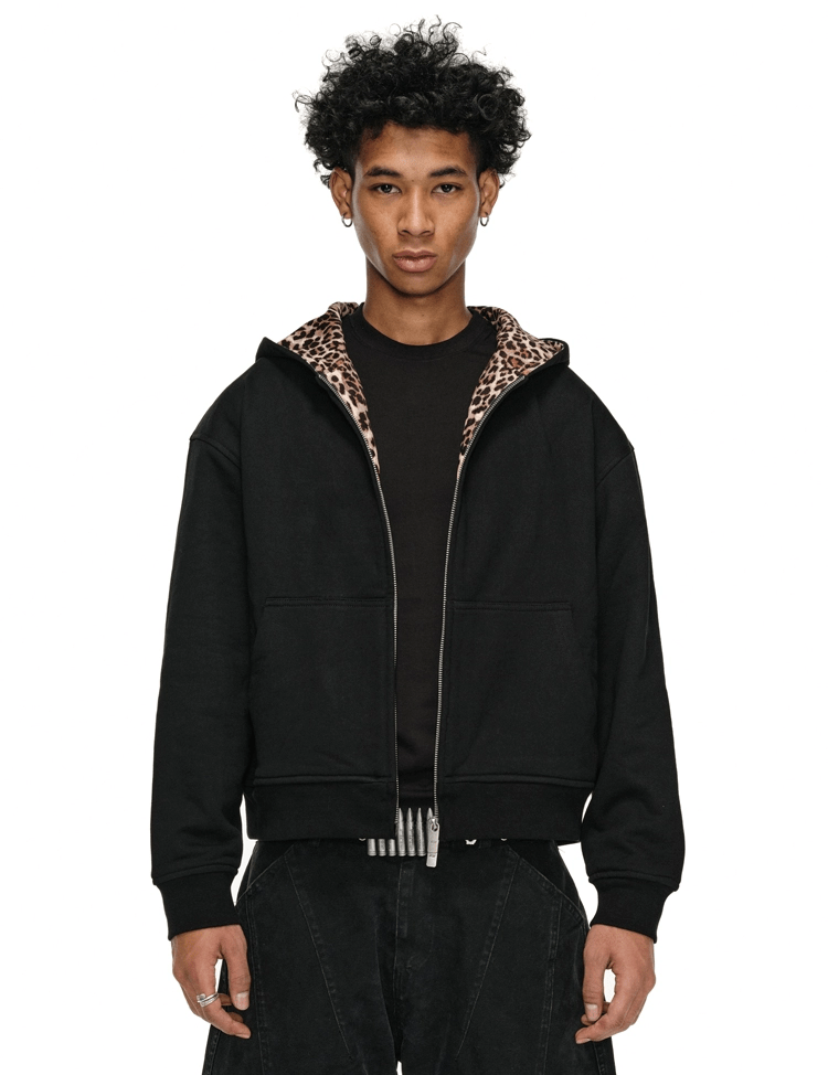 Leopard Lined Zipper Jacket - Dekayed