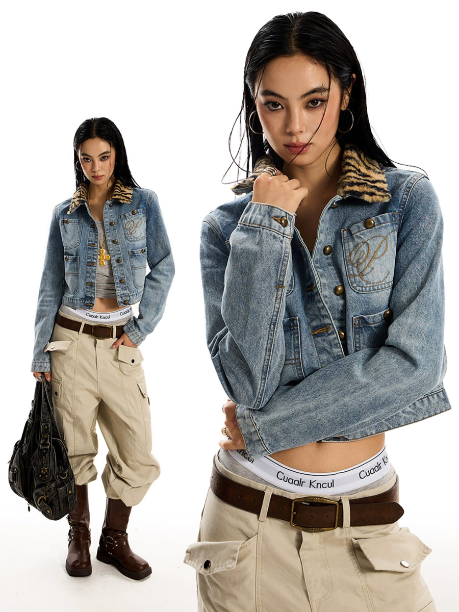 Leopard print Denim Jacket - Dekayed
