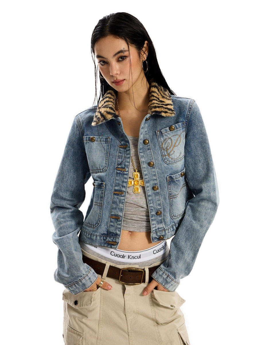 Leopard print Denim Jacket - Dekayed