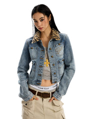 Leopard print Denim Jacket - Dekayed