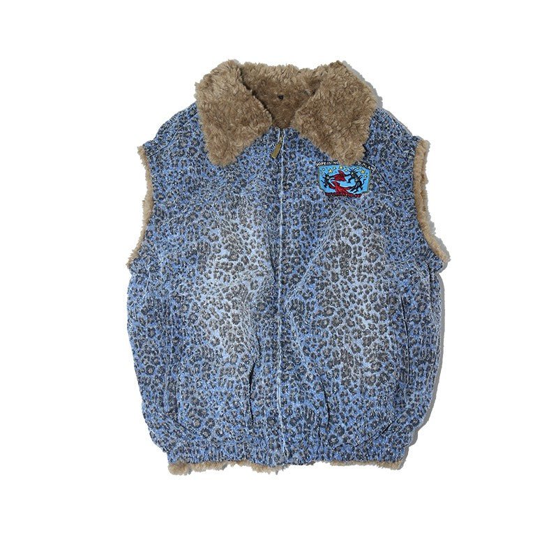 Leopard Print Plush Cotton Vest - Dekayed