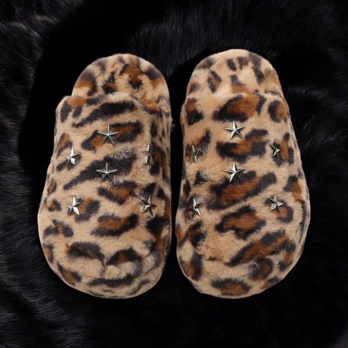 Leopard Star Fur Slippers - Dekayed