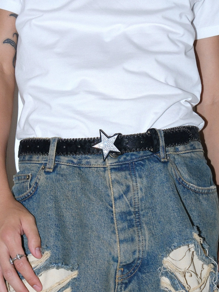 Leopard Star Rhinestone Belt - Dekayed