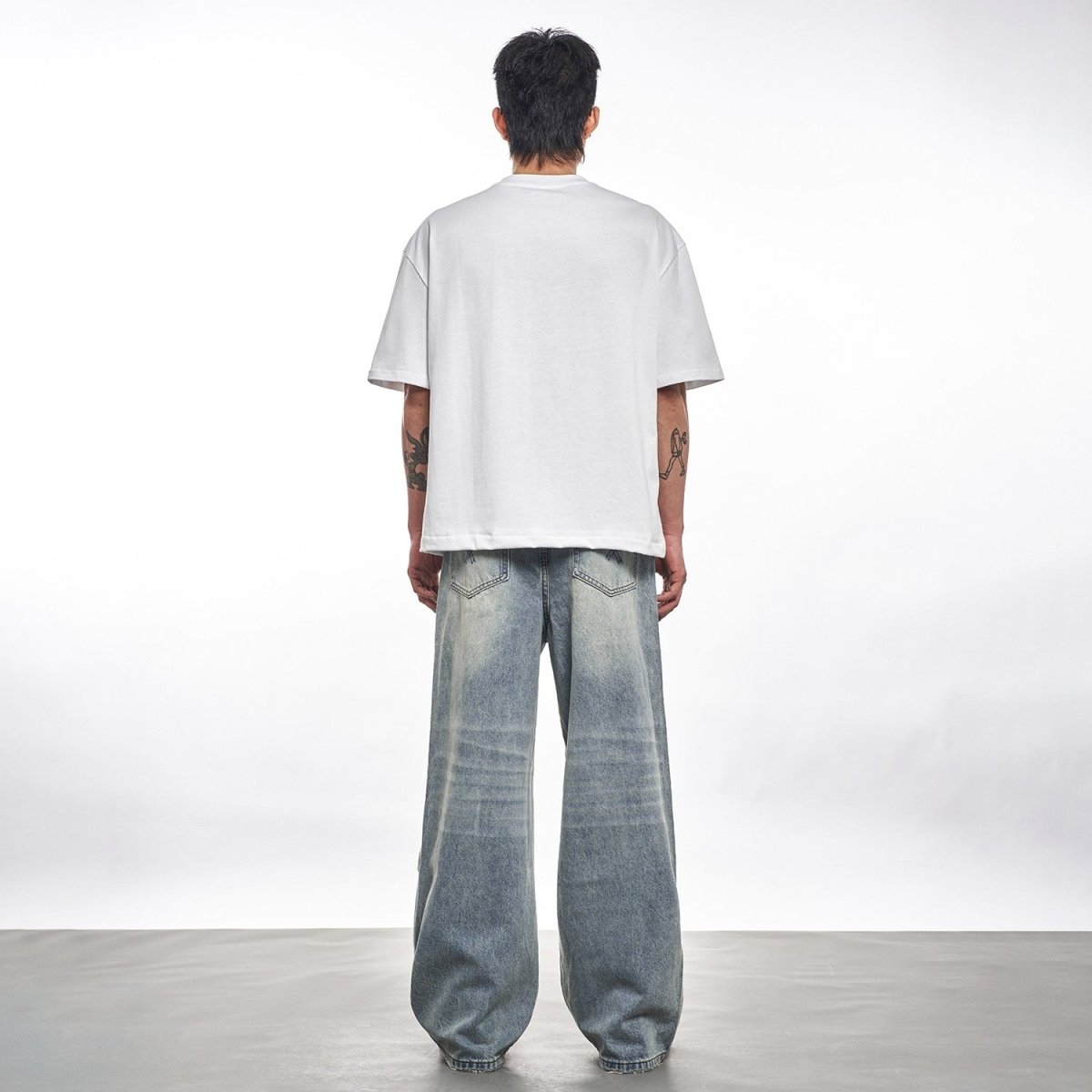 Light Blue Clean Fit Straight Baggy Jeans - Dekayed