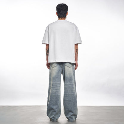 Light Blue Clean Fit Straight Baggy Jeans - Dekayed